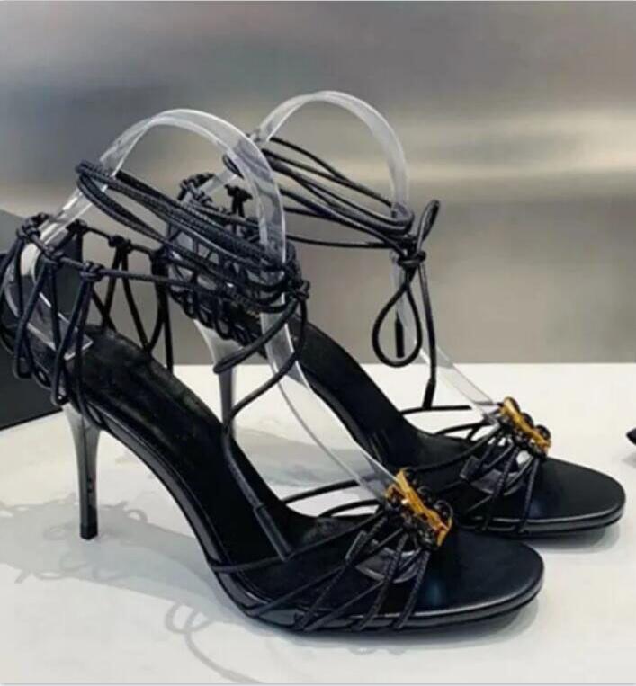 Classics Women shoes heels Sandals Fashion Dress Shoes Alphabet lady Sandal Leather High heel Designer shoes bag with box