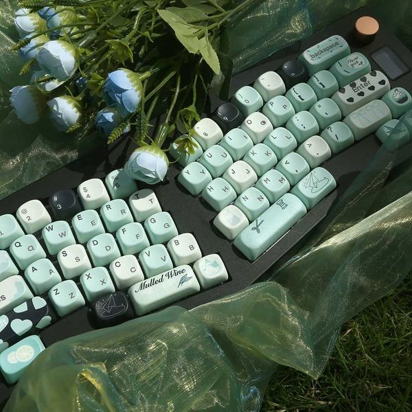 Keyboards 131 key MOA profile PBT Keyca Sublimation Mechanical Keyboard green for Cherry MX Switch Profile 6.25u H241123TLT3