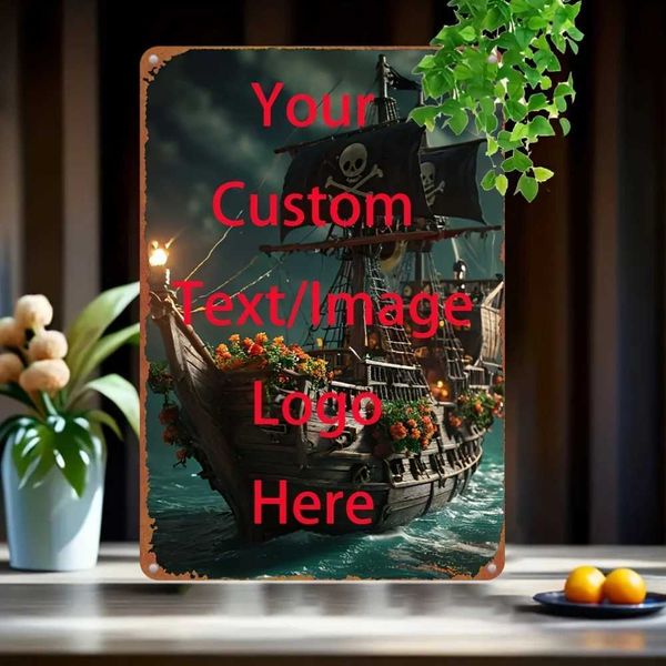 Customize your personalized metal tin logo print text images wall art posters home bar coffee shop decorative panels murals W241010