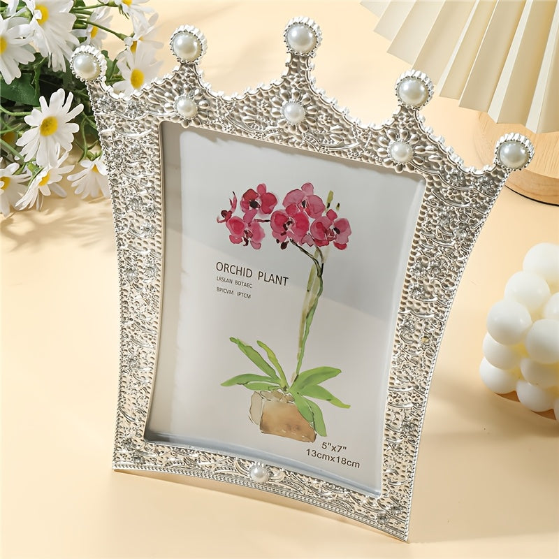 TEMU 1pc Miaocai -inlaid Pearl & Photo Frame, Walnut Design, Vertical Oblong Plastic Tabletop Display, Polished Finish, Lightweight Single Picture