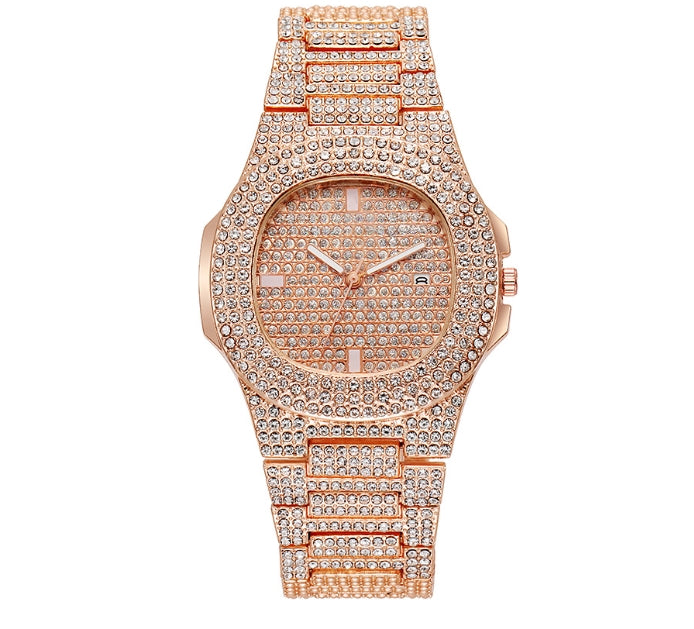 Fashion Men Square Dial Face Watch 40mm Jewelry Rhinestone Quartz Waterproof Diamonds Rose Gold Silver Clock Rainbow Bezel Super Watches Dropshippin