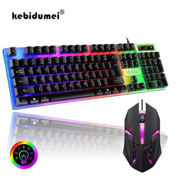 Keyboards Wired mechanical keyboard with 104 keys floating buttons rainbow backlit gaming keyboard business office laptop accessories CL2501