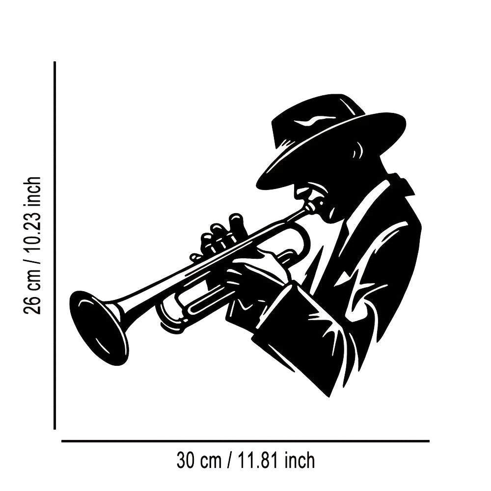 TEMU 1pc Elegant Abstract Art Trumpet Player Metal Wall Decor - For Christmas, Ideal For Home, Office, Living Room, Bedroom, Patio, Kitchen, Coffee