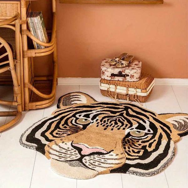 Imitation thick carpet special shaped floor mat leopard print carpet tiger carpet washable anti slip mat Y240102