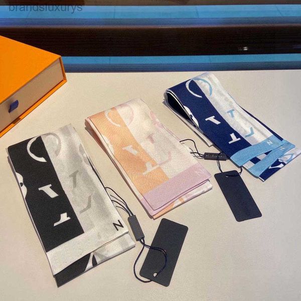 Designer Letters Print Floral Silk Scarf Headband for Womens Fashion Scarves Shoulder Tote Luggage Ribbon Head Wraps Double ribbon Scarves 8