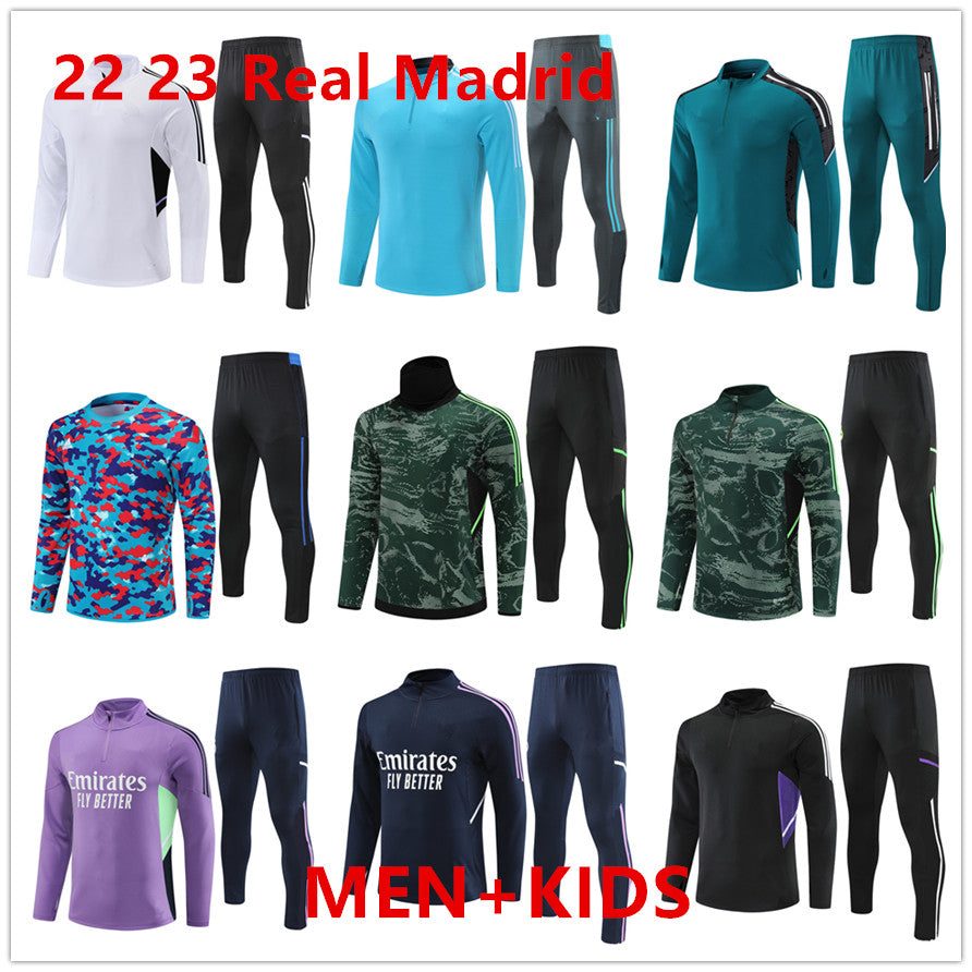 2023 New Real MadridS Half zip Tracksuit set Training suit 22 23 High collar Men and Kids Football Jacket Chandal Sutbol Survetement