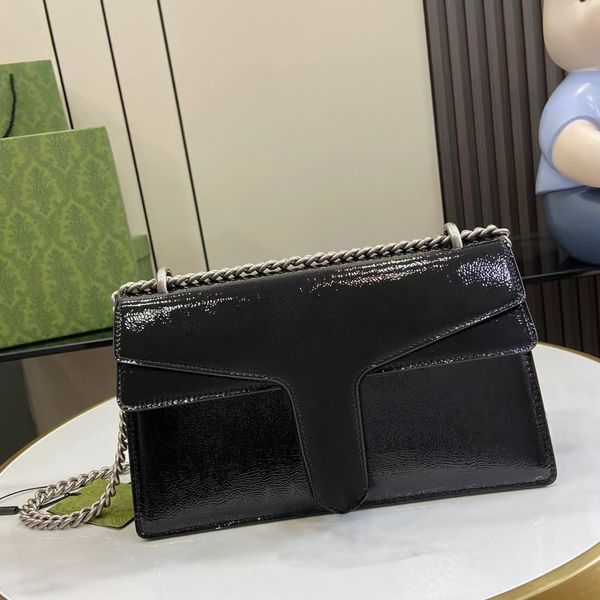 12A Upgrade Mirror Quality Designer Dionysuss Bag 28cm Small Genuine Leather Bags Black Purse Patent Leather Handbags Crossbody Shoulder Sil