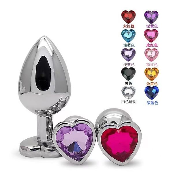 Amazon&#039;s popular heart-shaped metal anal plug 3-piece set, suitable for men, women, and women, featuring anal plugs for masturbation an