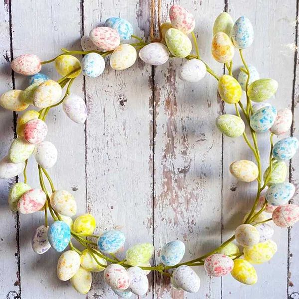 Easter Colorful Cute Easter Egg Wreath Creative Easter Colorful Decoration Wall Decoration Happy 2024 Easter Home Decoration W250113