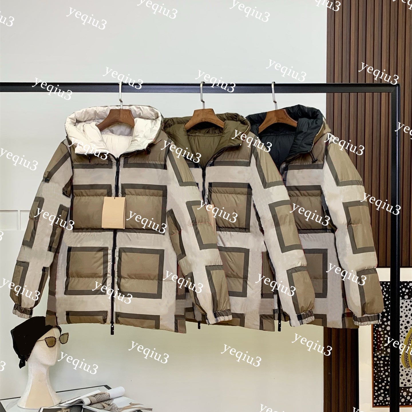 Womens Down Coat Double-sided wear Lightweight Warm Slim Fit Luxury Fashion Outerwear Natural White Goose Down Filling Premium Winter Puffer Jacket