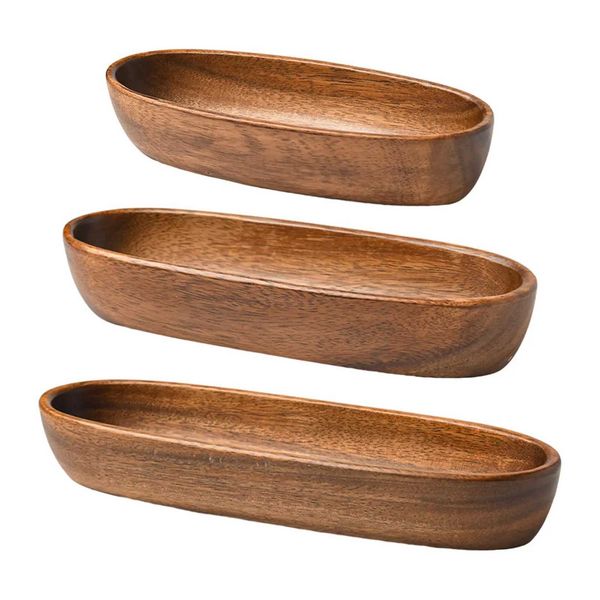 Decorative Plates Wooden plates dessert plates jewelry trays tableware durable dried fruit plates oval plates CL250121