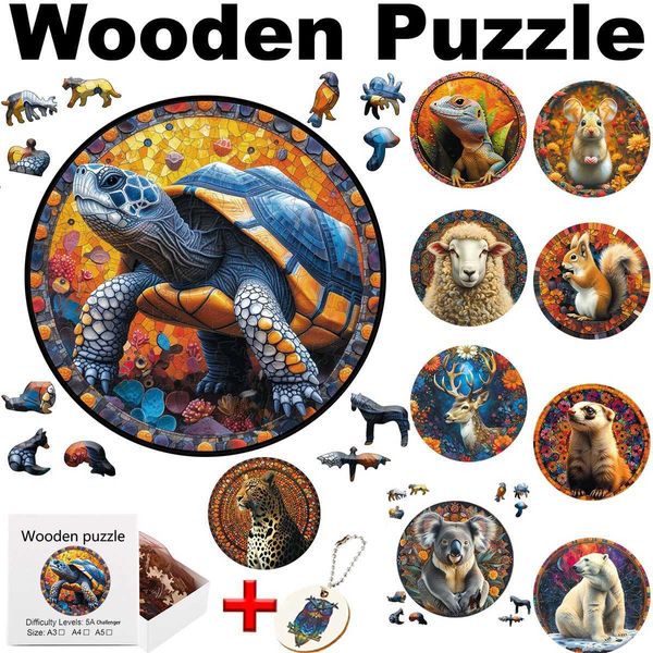 DIY Crafts Animal Wooden Puzzles Board Set Toy Games Child Educational Toys Kid Puzzl Jigsaw Puzzles for Adults Building BlocksM240817