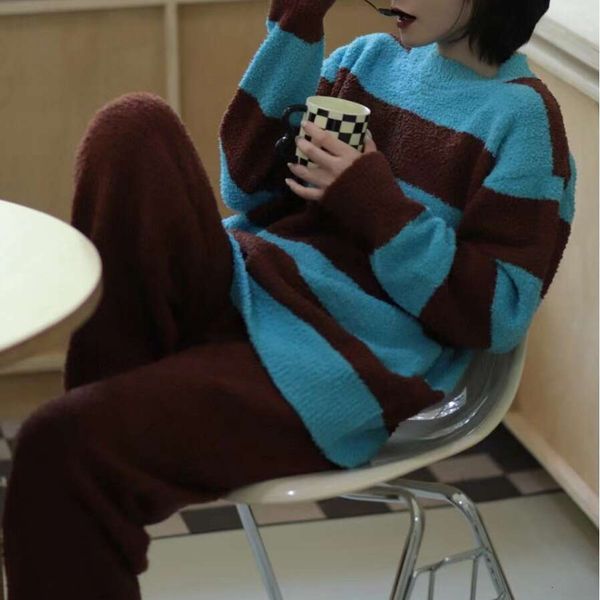 New Soft Half Fleece Warm Sleepwear Round Neck Hoodie With Woolen Thread Loose Casual Fashion Home Clothes