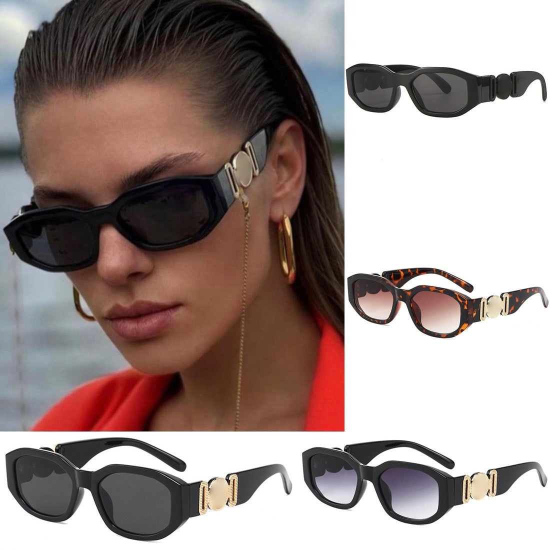 Mens Sunglasses biggie sunglasses for womens Designer sunglasses women wide mirror legs of the classic gold badge Outdoor Hip hop sunshade sunglasse