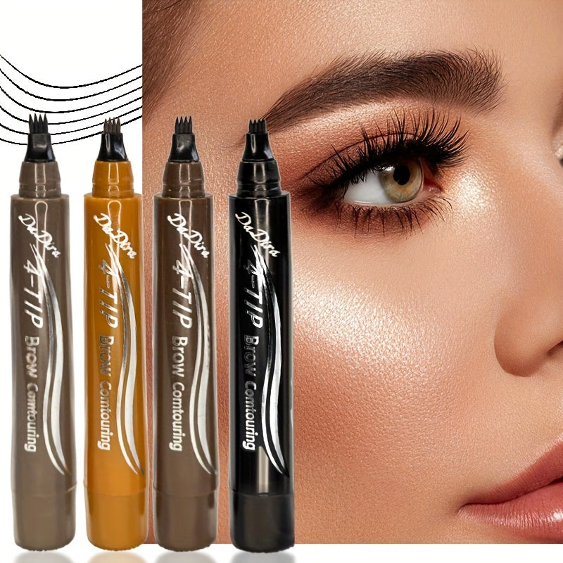 TEMU 4pcs-set Waterproof Microblading Eyebrow Pen Eyebrow Pencil Magical Upgraded Eye Brow Pencils For Women With 4 Fork Tip & Spoolie Brush For