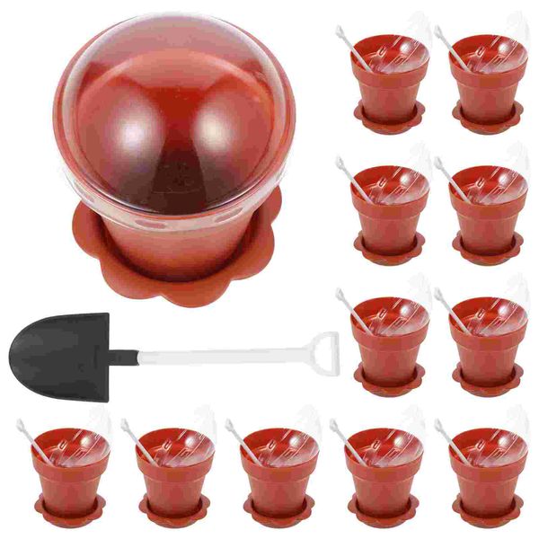 Plastic Nursery Pot Yogurt Cup Cupcake Cups Parfait Terracotta Soda Lime Glass Flowerpot Cake Cups With Tray 8x7.5cm