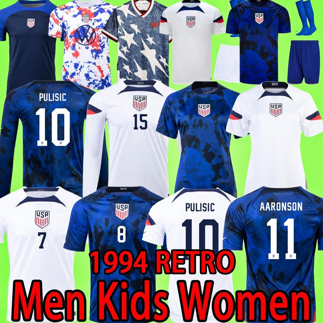 UsAs 2022 soccer jerseys MEN KIDS KIT WOMEN 2023 PULISIC AARONSON 22 23 America football shirts American 1994 retro vintage 94 United LONG SLEEVE st