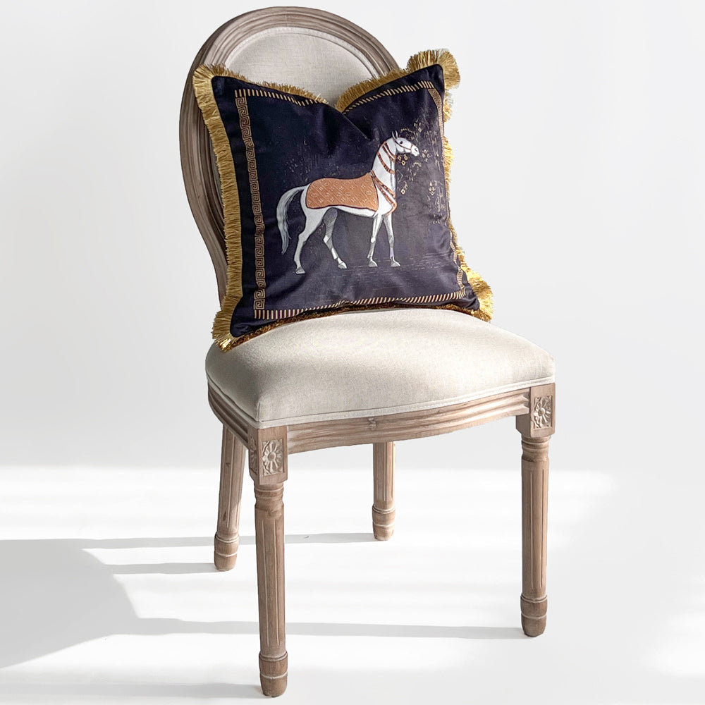 Luxury Cushion Cover Horse Pattern Embroidered soft velvet Pillowcase Living Room Sofa Office Bedside Decoration Pillow Case