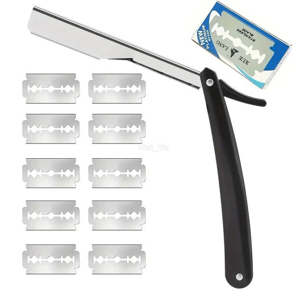 Manual Shaver for Men Barbershop Razor Stainless Steel Shank Is Easy To Use Safety Razor 1Pcs Shaving Razor with 10pcs BladesCL240718