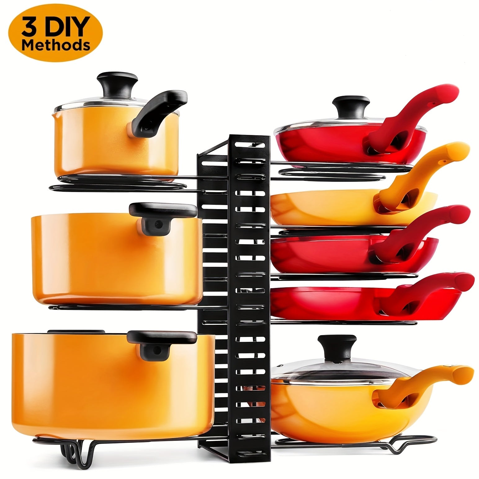 TEMU 8-tier Metal Pot And Pan Organizer Rack, Adjustable Kitchen Cabinet Cookware Storage With Sturdy Wires, Tiered Shelf For Pots And Lids, Easy