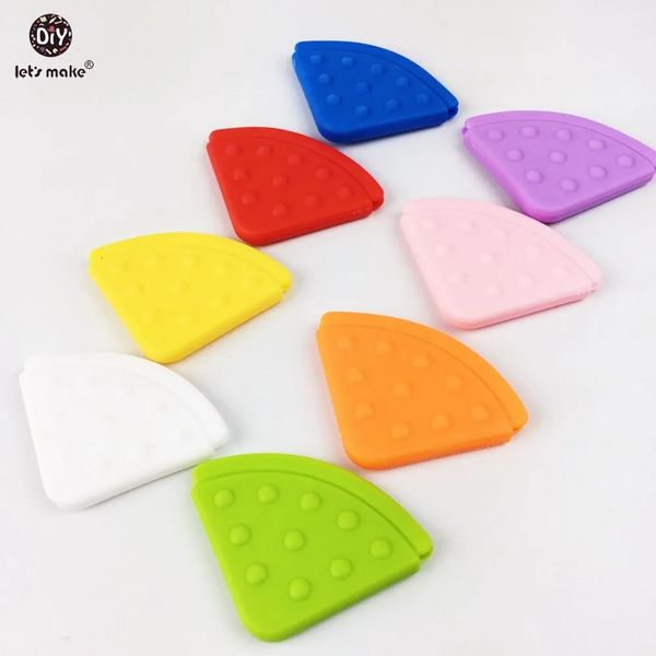 Lets make Teether Bibs Baby Silicone Teether10pc BPA Free Silicone Teether Solid Color Stretchy Silicone Pendant Baby Teether 250117