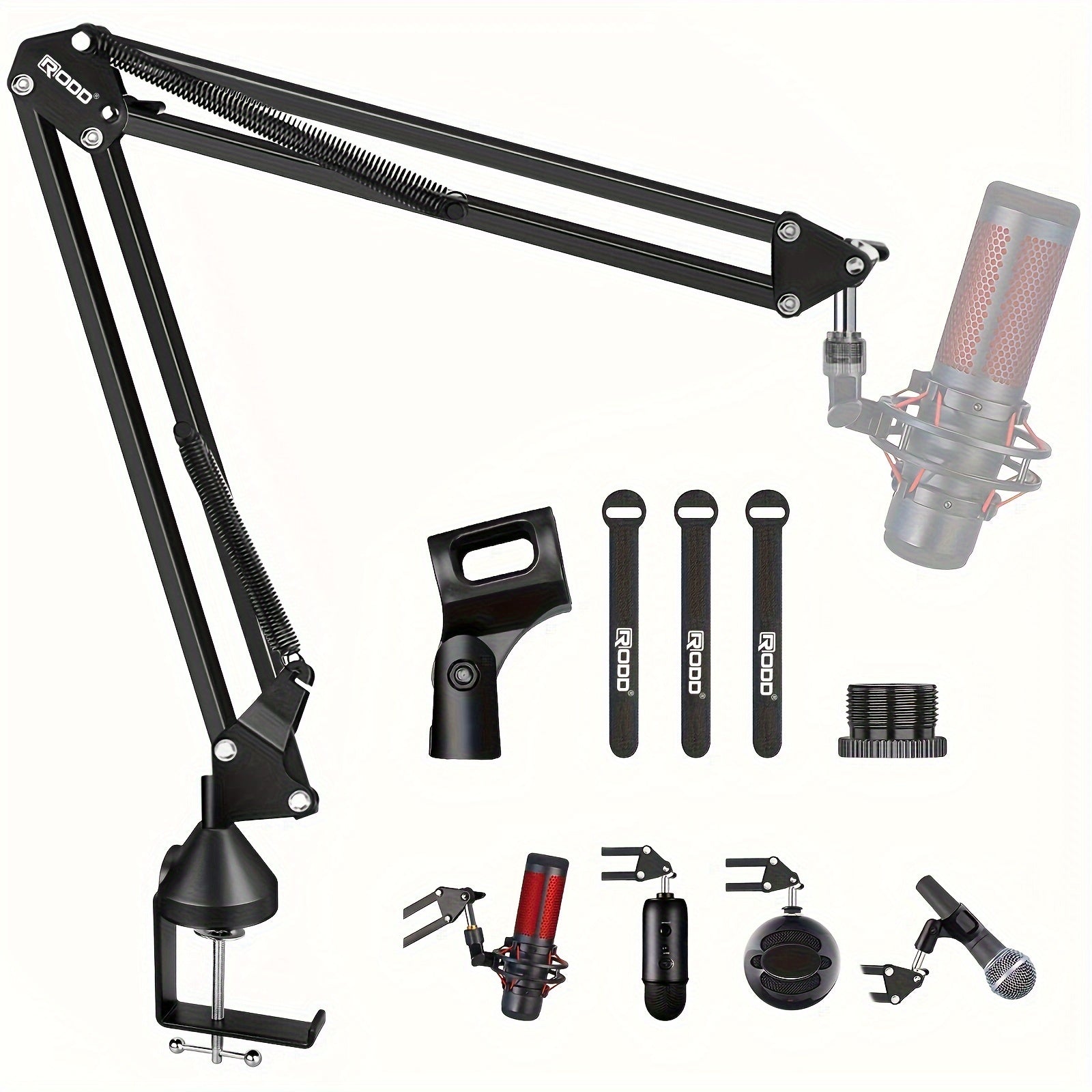 TEMU Rodd Ak-35 Premium Alloy Microphone Boom Arm - Desk Stand With Xlr Connector For Blue , Snowball Ice, &