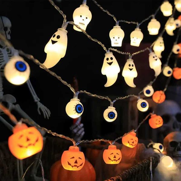 Halloween Decoration Led Light String Pumpkin Skull Head Eyeball Shaped Lamp String Trick Or Treat Lantern Horror Halloween DayXJ250107