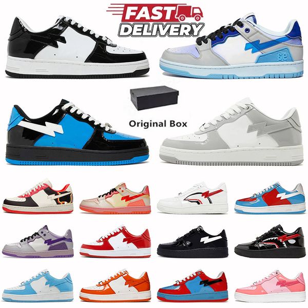 Wholesale Dhagtes SK8 Stas Skateboarding Designer Casual Shoes Low Patent Camouflage Shark Face Sneakers Womens Mens Luxury Calfskin Pink Ou