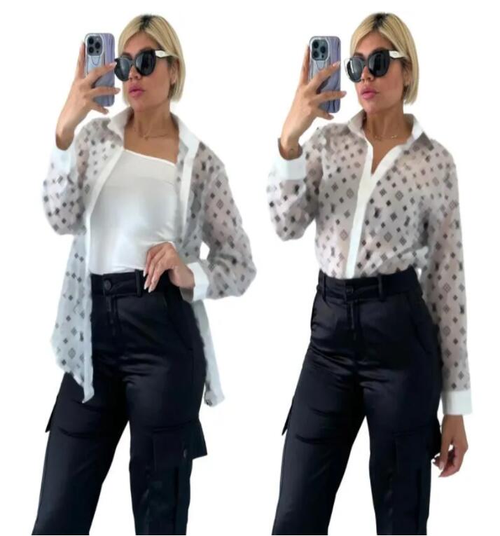 Women Shirts Luxury 2025 new Brand Print Blouses black White Shirt Tops long sleeved casual jacket Designer shirt
