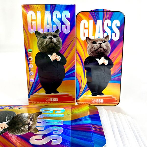 Screen Protector For iPhone 16 Pro Max 15 Plus 14 13 Mini 12 11 XS XR X 8 7 SE ESD Tempered Glass Curved Explosion Full Cover Screen Protect