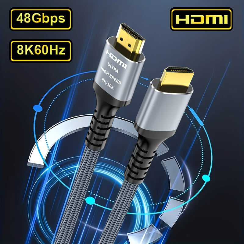 TEMU 8k 10k Hdtv Cable 48gbps 3.3-6.6-10-15ft, Hdtv Cable Braided Cord-4k@120hz 8k@60hz, :x, 2.2 & 2.3, Hdr 10+ Compatible With Tv-ps5-hdtv-blu-ray