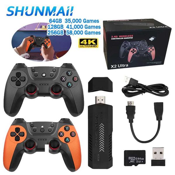 X2 Ultra 4K Game Stick Mini TV Video Handheld Game Console 64G 128G 256G 35000+ Retro Games Wireless Console Arcade EmulatorsXJ250211