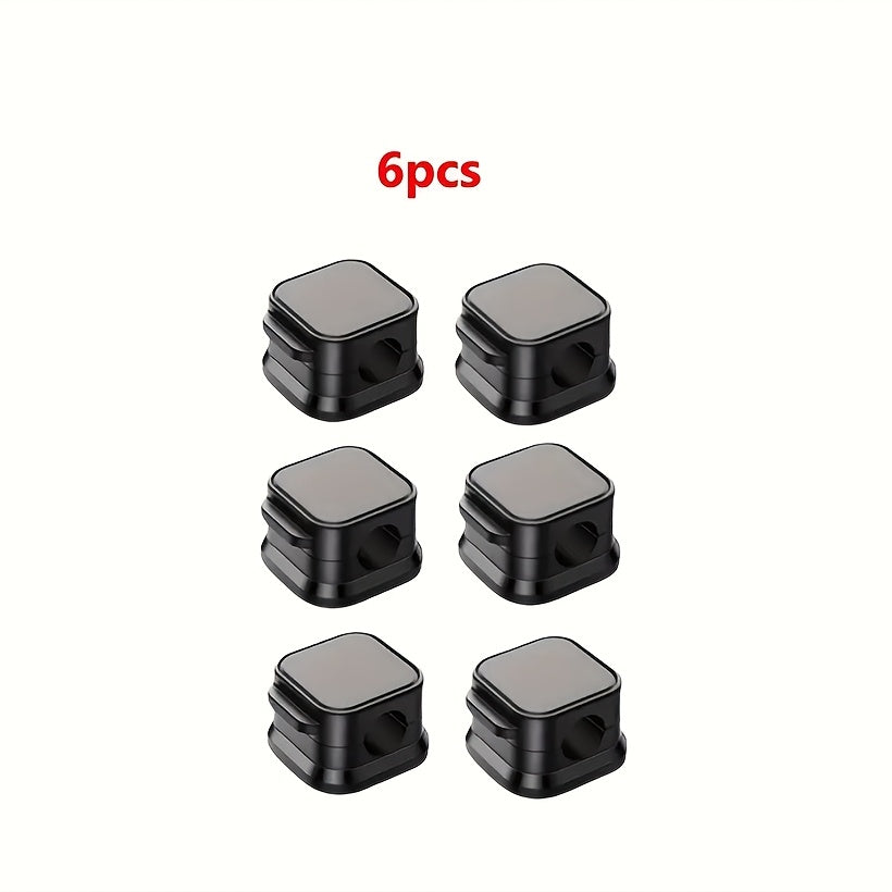 TEMU 6pcs Adjustable Pp Magnetic Cable Clips - Non-slip Pvc Cable Organizer, Charging Cable Storage Clip For Neat Office Desk, Car, And Home Wiring