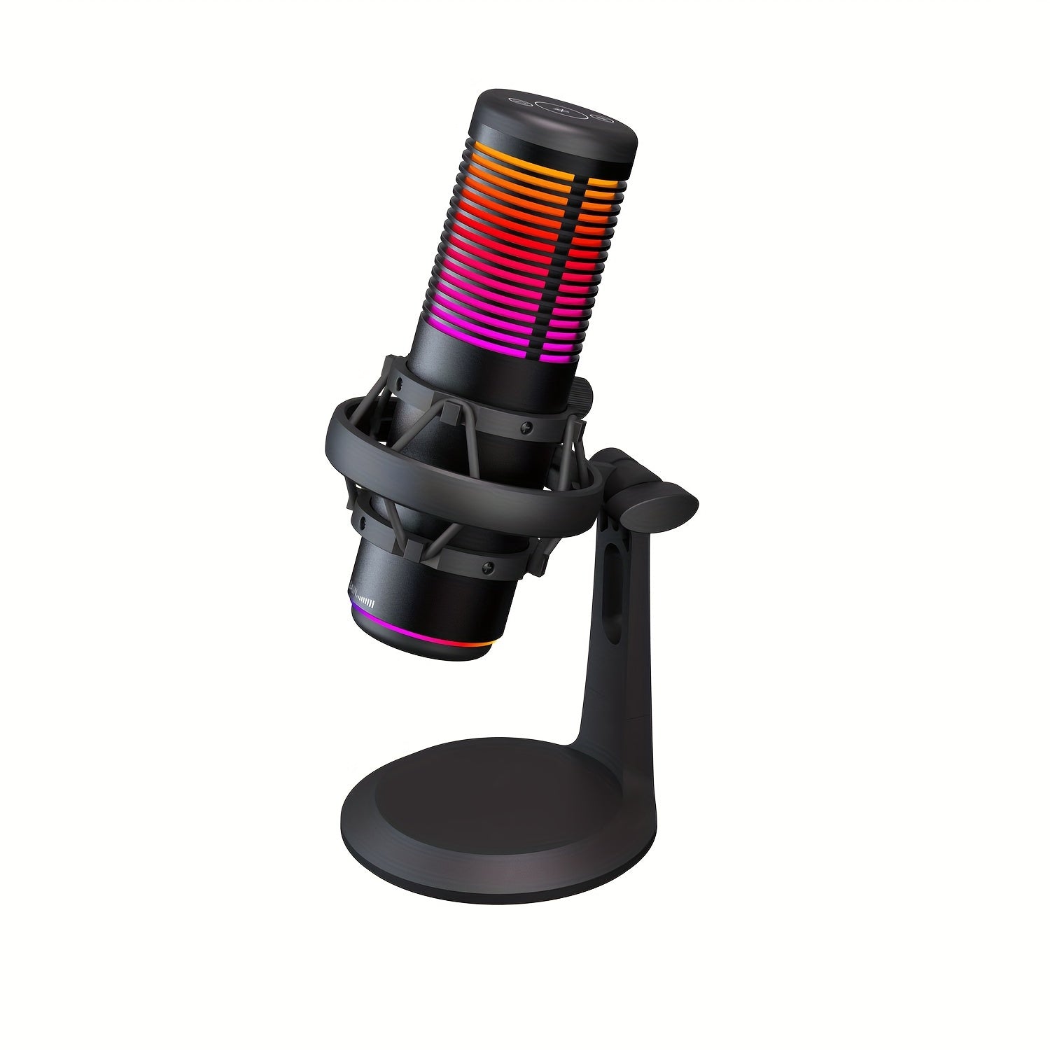 TEMU Black Usb Condenser Gaming Microphone With Shock Mount, Control & Rgb Lighting - High- For Streaming, Podcasting & Gaming - Abs Material, Usb