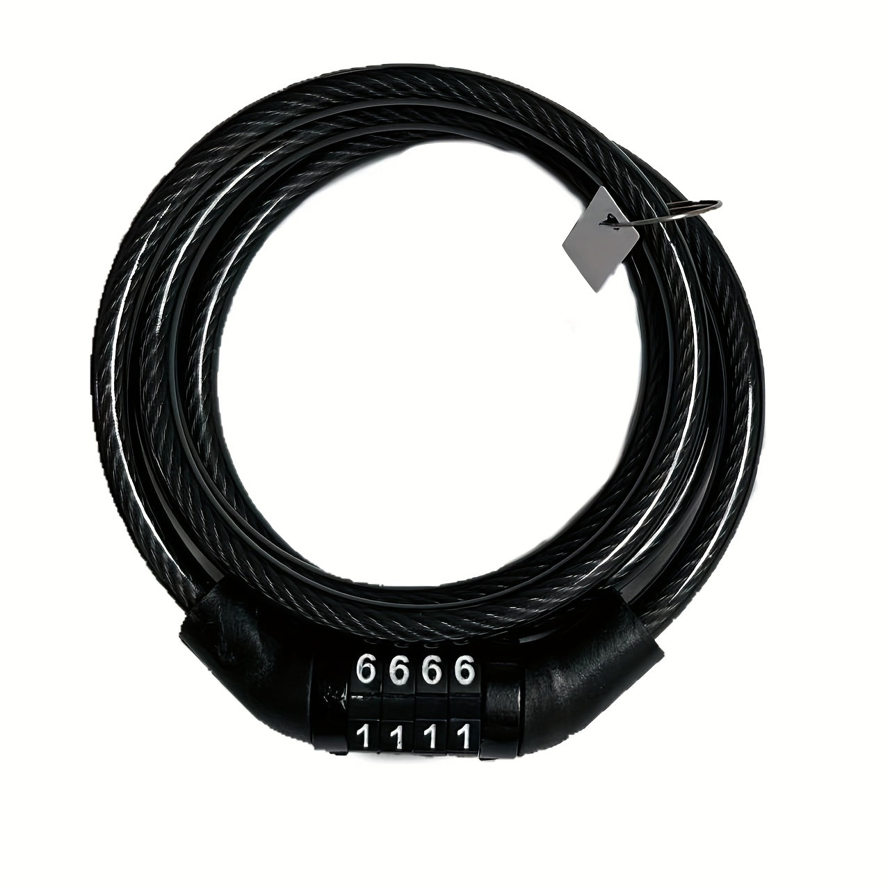 TEMU Heavy-duty Combination Bike Lock With Steel Cable And Pvc Shell – Portable Anti-theft Security For Mountain Bikes, Black