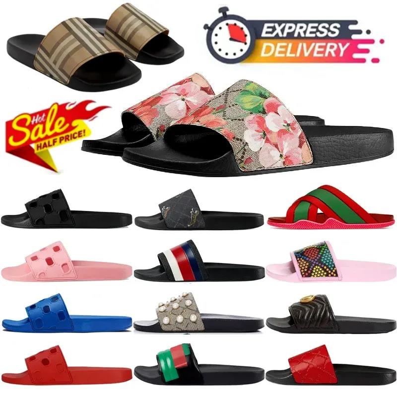2025 designer Sandals Slippers paris New Rubber Slides Sandals Brocade Women Men Slipper Flat Bottoms Flip Flops Womens Fashion Beach size 35-45