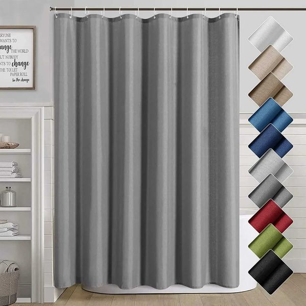 Grey Shower Curtains Modern Minimalist Hotel Home Solid Colour Bath Curtain Polyester Fabric Bathroom Decoration Set with Hooks M240824