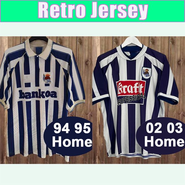 1994 2003 Real Sociedad Retro Mens Soccer Jerseys KOVACEVIC KARPIN ALONSO Home vintage Football Shirts Short Sleeve Uniforms