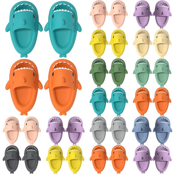Summer Home Women Shark Slippers Anti-skid EVA Solid Color Couple Parents Outdoor Cool Indoor Household Funny Shoes 204