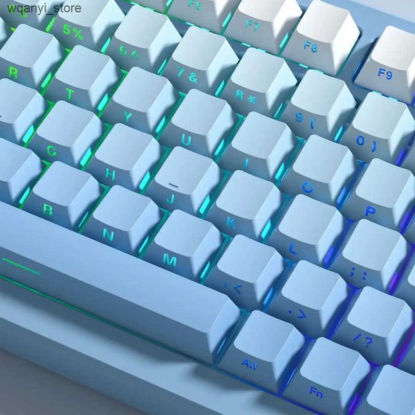 Keyboards Gradient blue border printed key card Cherry Profile dual lens PBT key card 136 keys for Cherry Gateron MX switch keyboard L240910