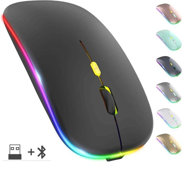 Mice Wireless Mouse RGB Rechargeable Bluetooth Mice Wireless Computer Mouse LED Backlit Ergonomic Gaming Mouse for Laptop PC S25211