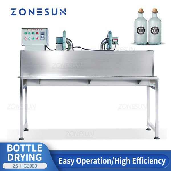 ZONESUN ZS-HG6000 Glass Bottles Drying Machine Dryer High Temperature Evaporation Hot Air Tunnel Conveyor Belt Packaging Line