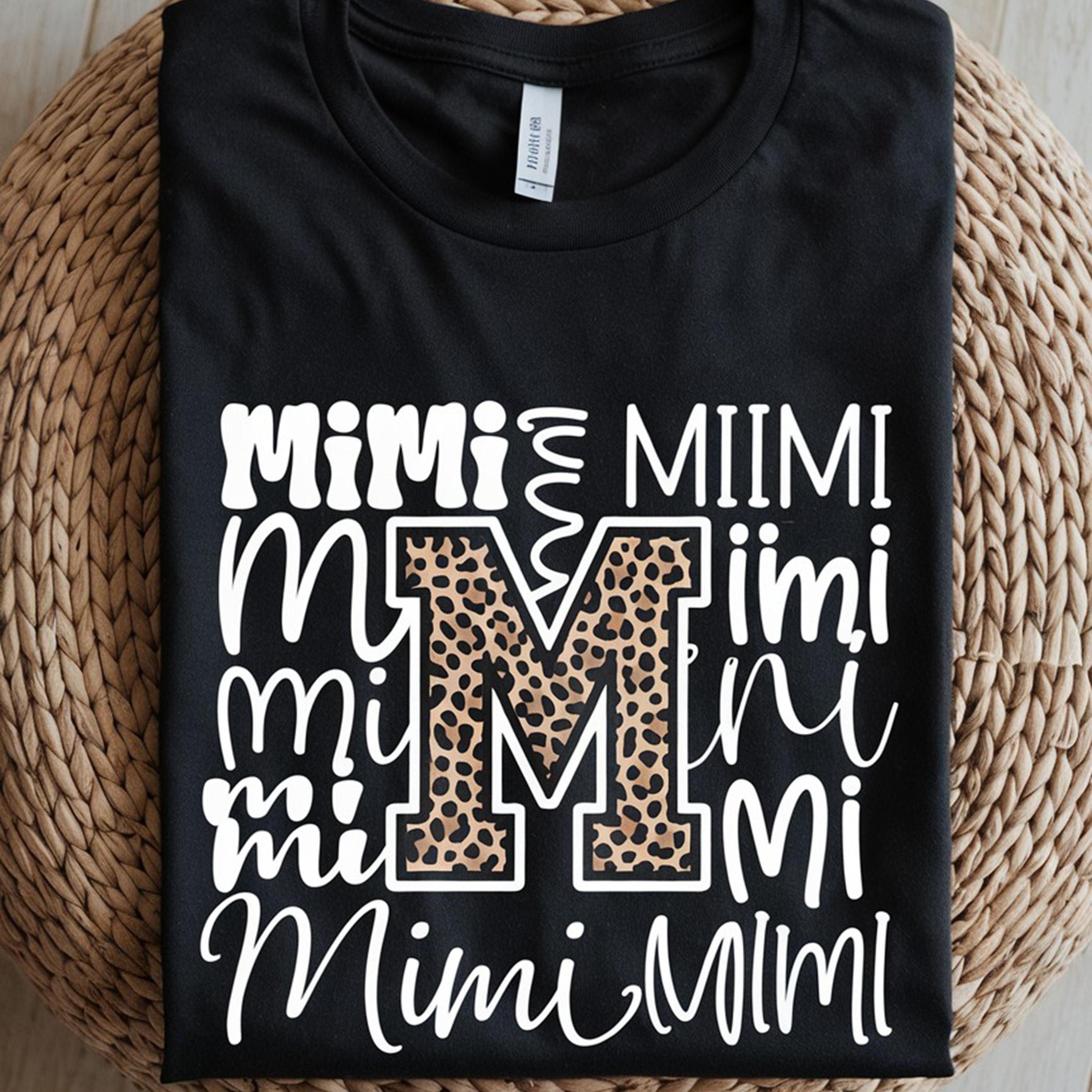 TEMU Mimi Graphic Women's T-shirt - 100%, Short Sleeve, Crew Neck, Black With Leopard Print "mimi" Design, Casual & For Casual Attire