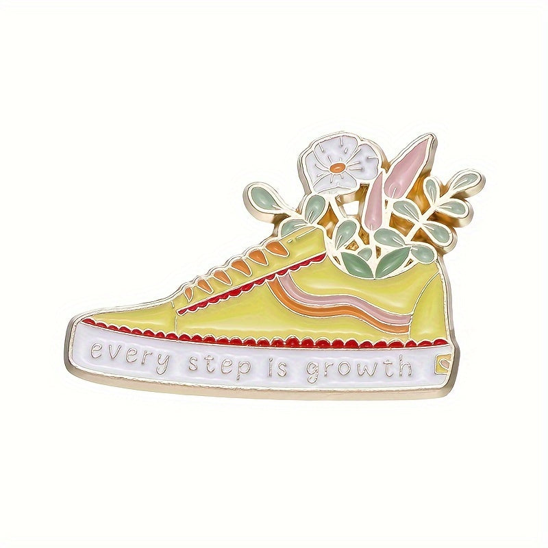 TEMU 1pc Cute Yellow Flower Sneaker Enamel Pin, Alloy Cartoon Shoe Brooch For Hats And Backpacks, Daily & Gift Occasion Accessory, Wear