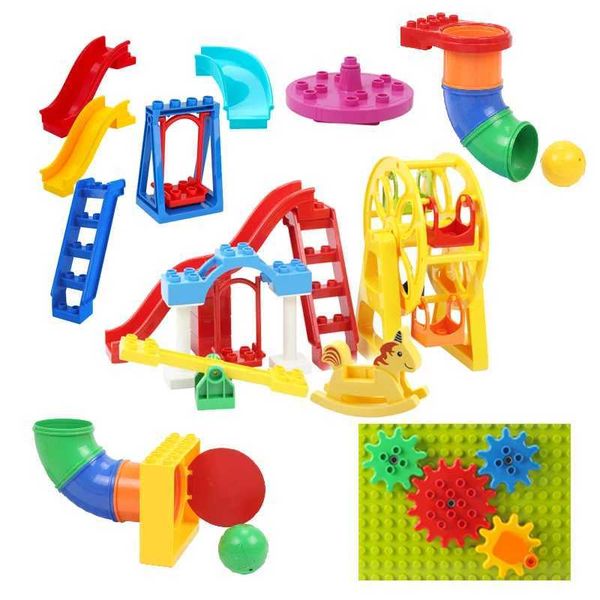 Large building block amusement park pipeline components sliding ladder swing compatible with building block kit baby assembly education Mont