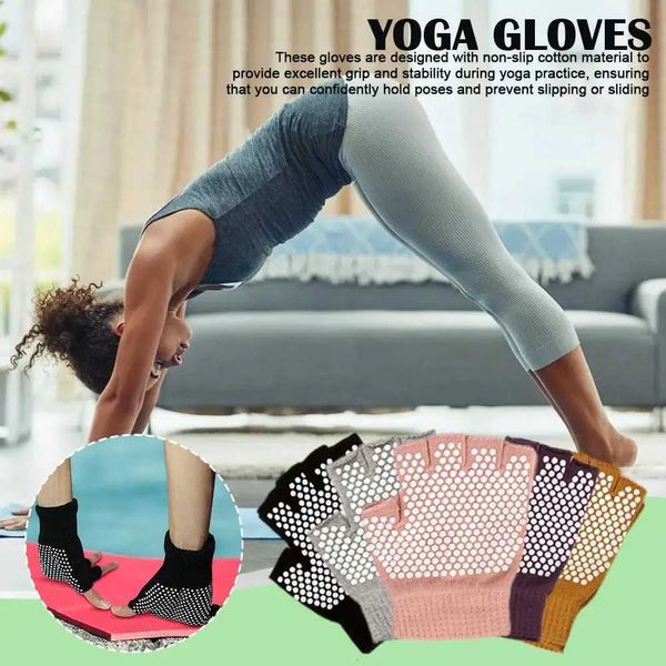 Yoga gloves womens non slip half finger gloves used for Pilates and NCE exercises in the gym suitable for hand protection solid color gloves