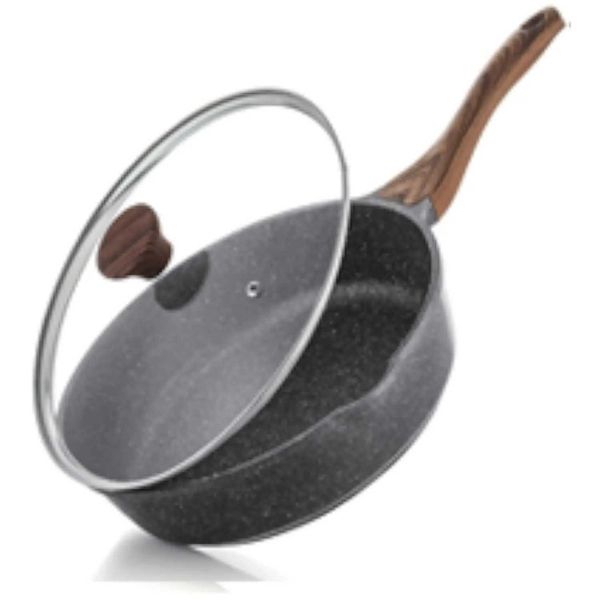 Nonstick Deep Frying Pan Skillet 10 11 12 inch Saute Pan with Lid Stay cool Handle Chef Pan Healthy Stone Cookware Cooking Pa Y250122