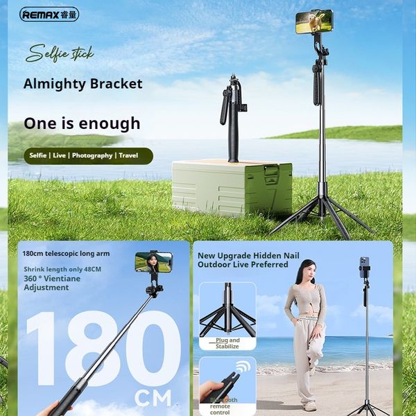 Remax Multi functional Selfie 1.8m Mobile Pole Outdoor Bluetooth Remote Control Live Streaming Stand