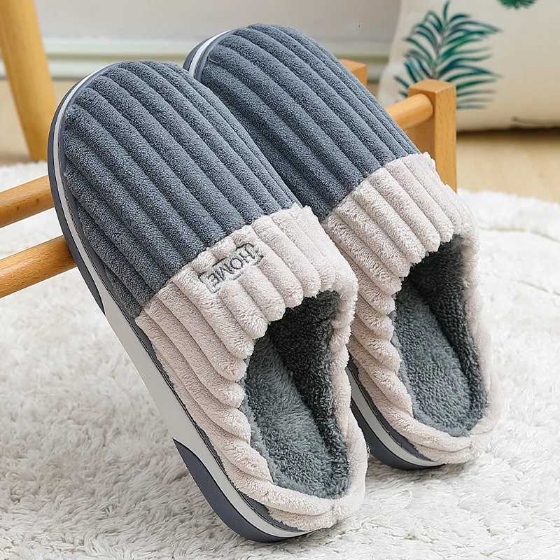 Fashion Big Size 48 49 Men Winter Warm Plush Slippers Casual Women Furry Cotton Shoes Indoor Bedroom Soft Sole Fluffy Slippers XJ250811
