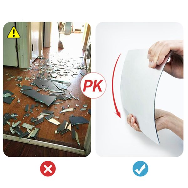 50X100CM Acrylic Mirror Stickers 3D Flexible Glass Tile Decal Self-adhesive Square Mirror Wall Stickers Wardrobe Bathroom Decor